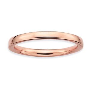 2.25mm Stackable 14K Rose Gold Plated Silver Semi Rounded Band Size 5